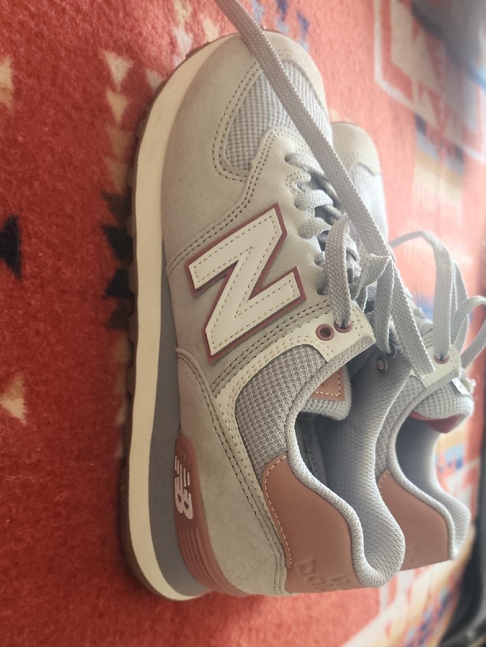 New Balance 574 Womens Gray and Brown Sneakers - Size 8